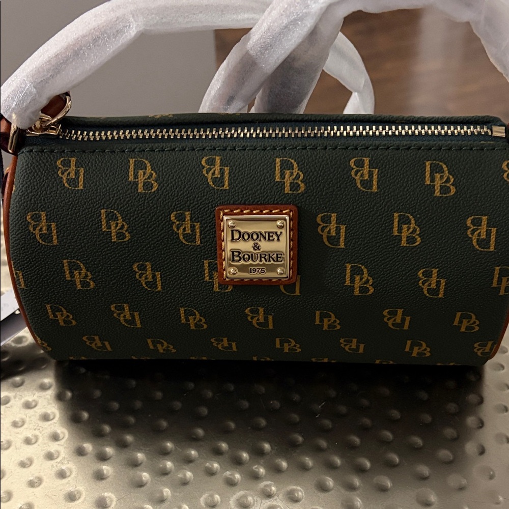 Dooney & Bourke Green Crossbody with Gold Monogram